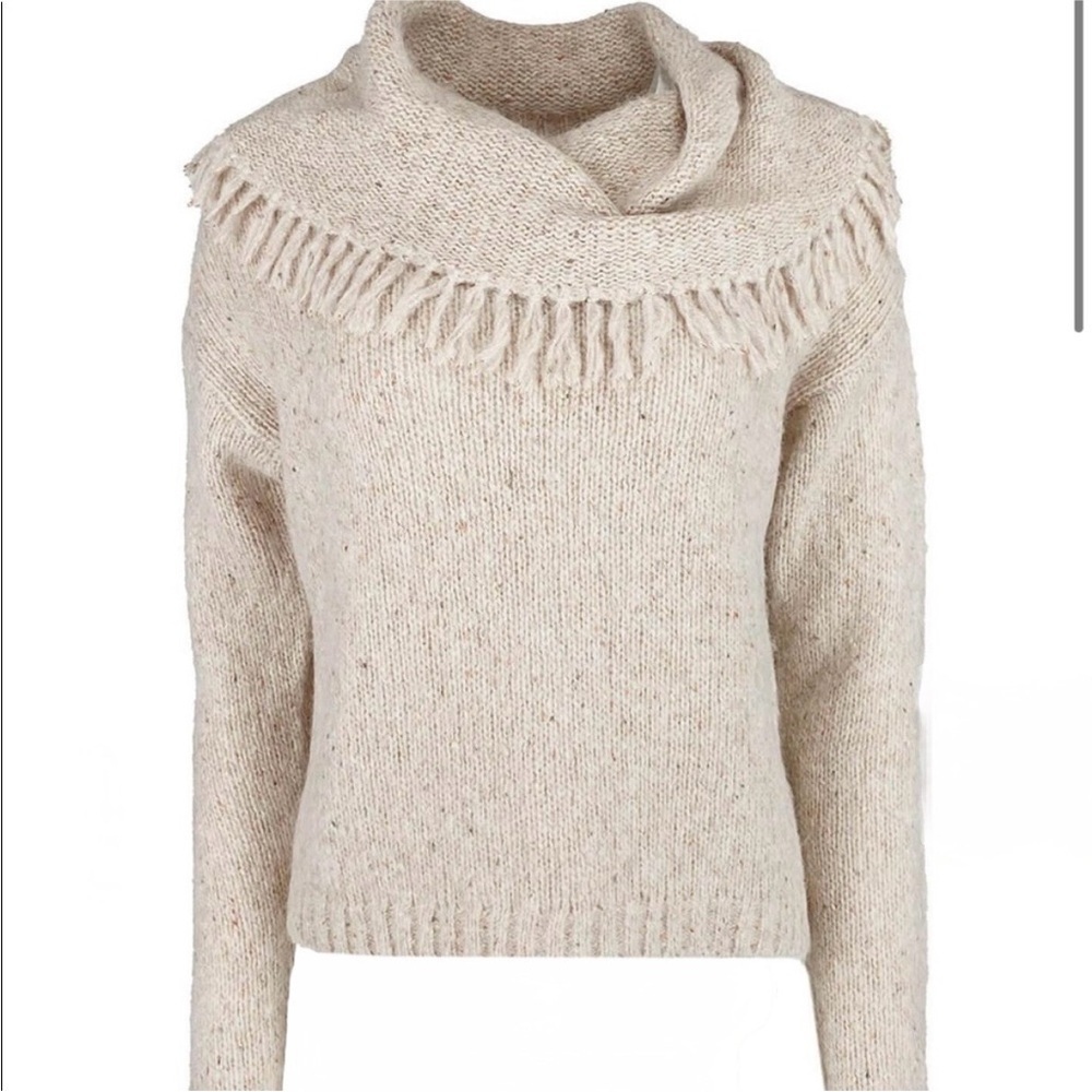 Brochu Walker alpaca wool Beige Off-the-Shoulder Sweater NWOT szS feminine